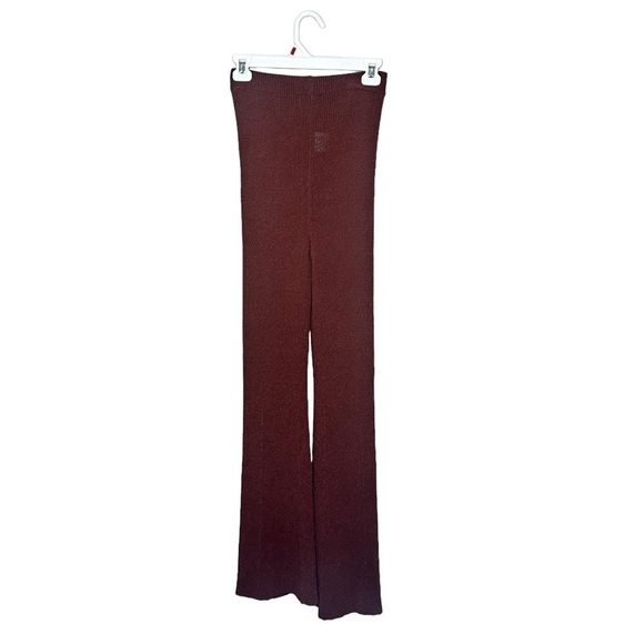 NEW Aeron Brown Egon Rib Pants High Rise Knit Ribbed Slight Flare - Picture 2 of 9